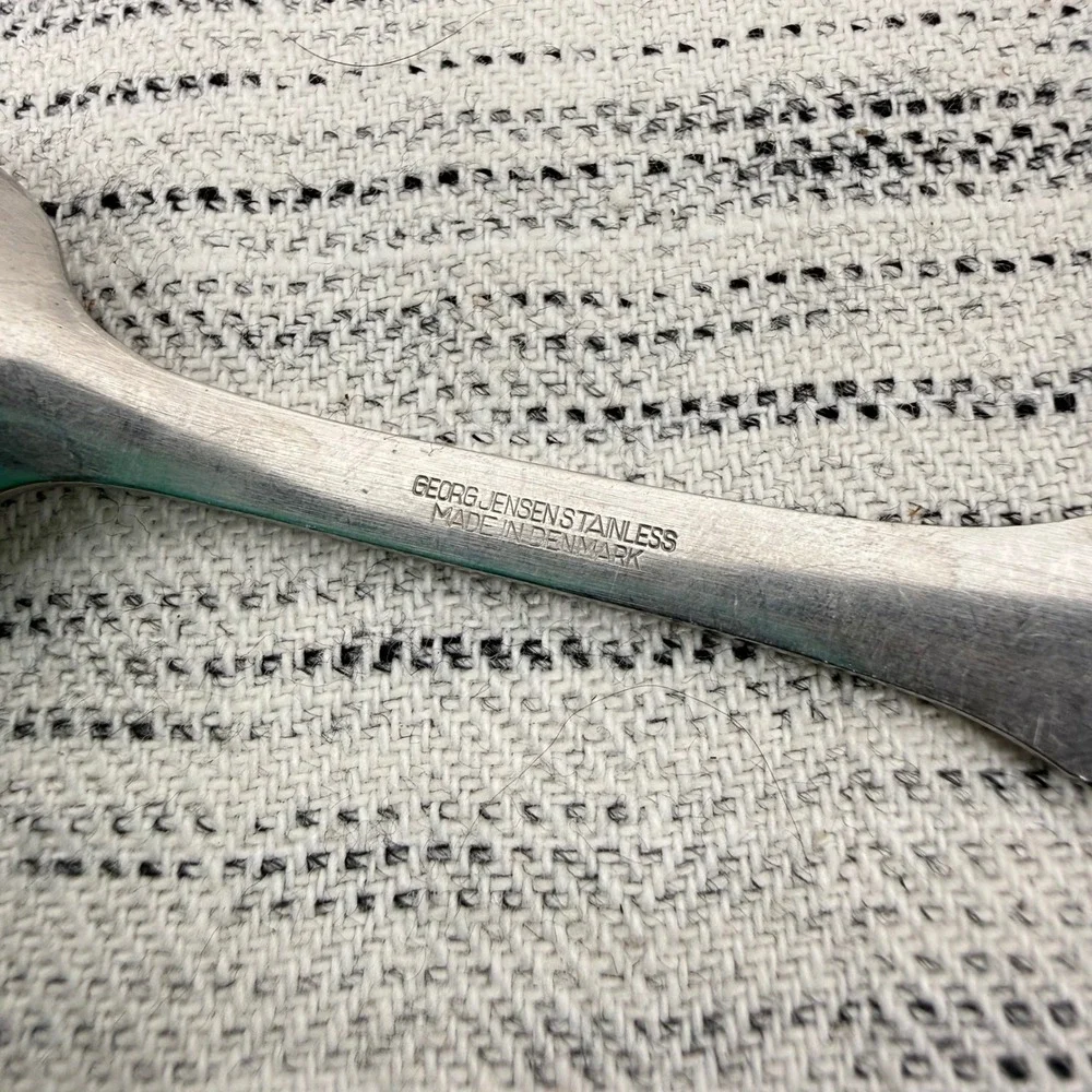 Georg Jensen Mitra Matte Stainless Steel Two Danish Teaspoons 5.25